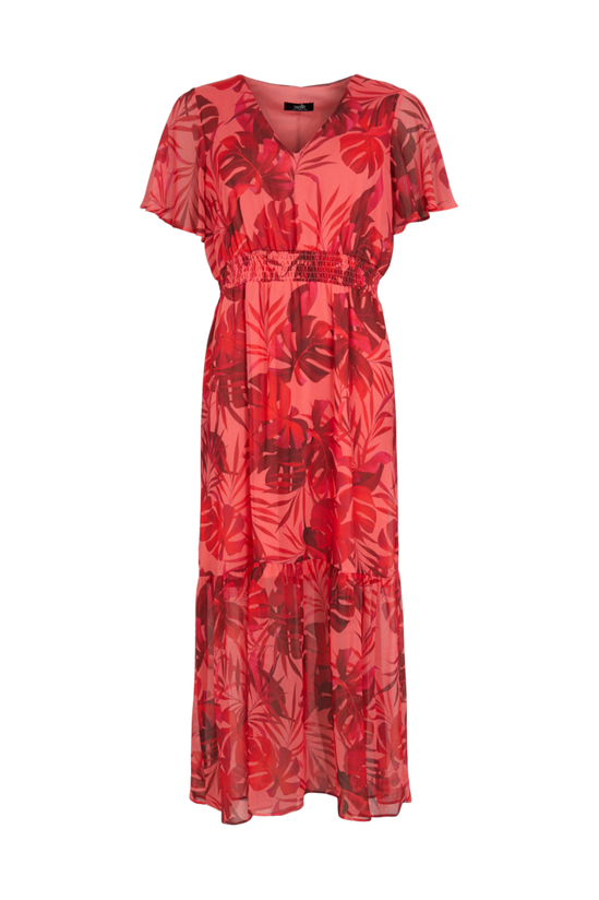 Wallis Leaf Print Shirred Waist Fluted Sleeve Dress 5