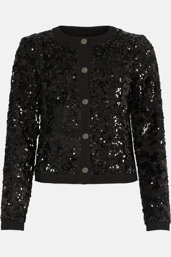 Wallis Black Sequin Button Front Jacket 5