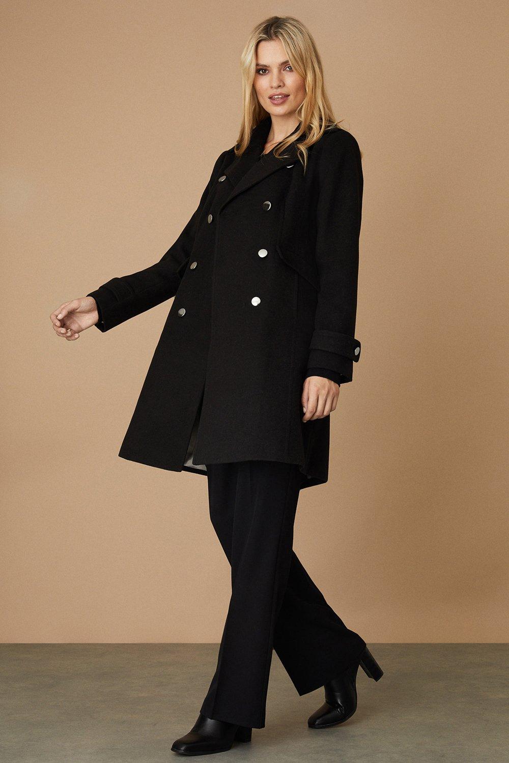 Wallis black hot sale military coat