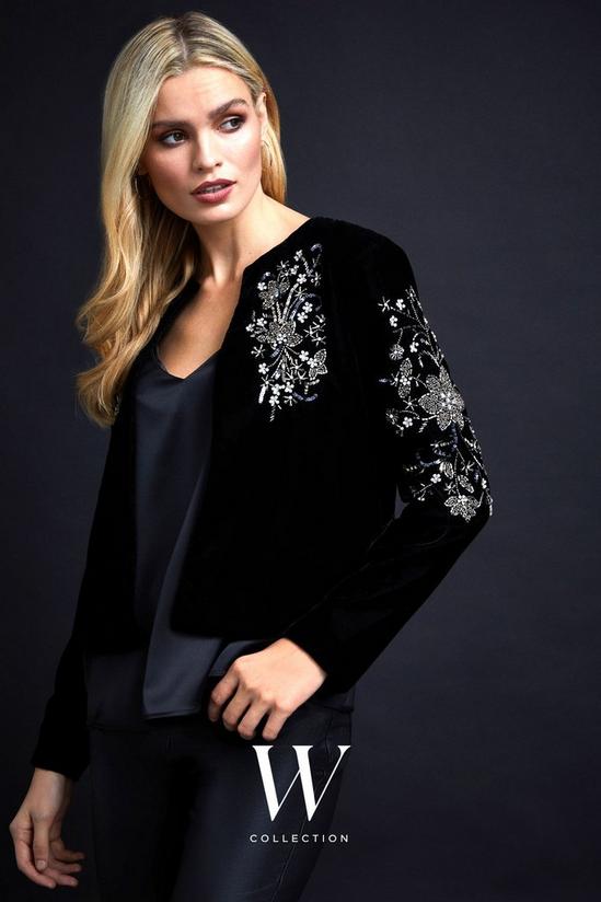 Wallis Black Sequin Embroidered Velvet Blazer 1