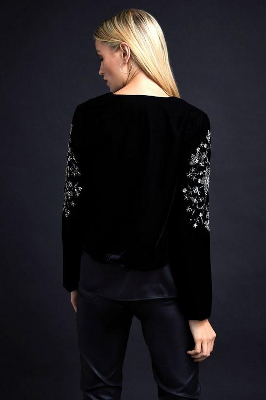Wallis Black Sequin Embroidered Velvet Blazer 3