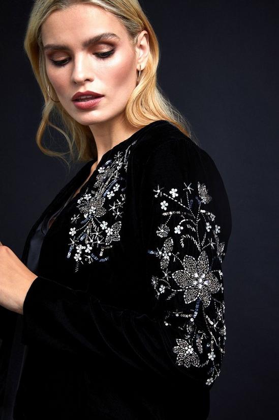 Wallis Black Sequin Embroidered Velvet Blazer 4