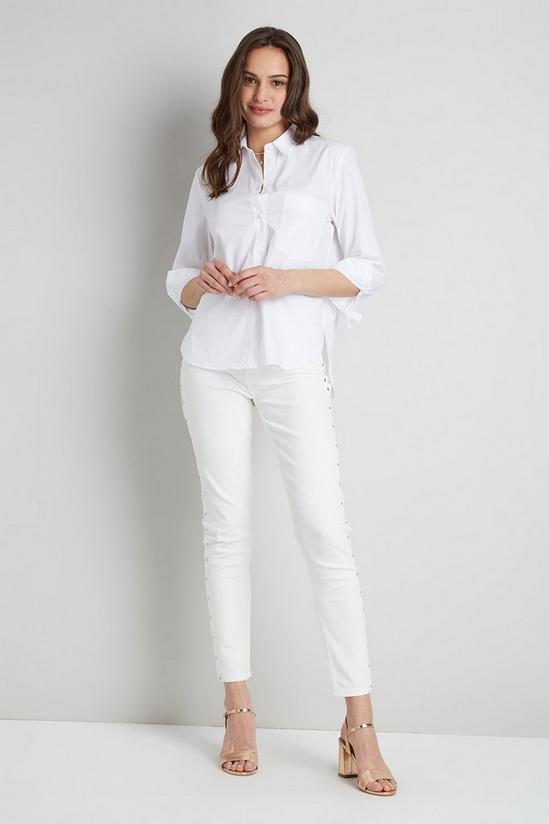 Wallis White Stud Side Seam Skinny Jeans 1