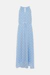 Wallis Blue Spot Printed Tie Waist Halter Maxi Dress thumbnail 5