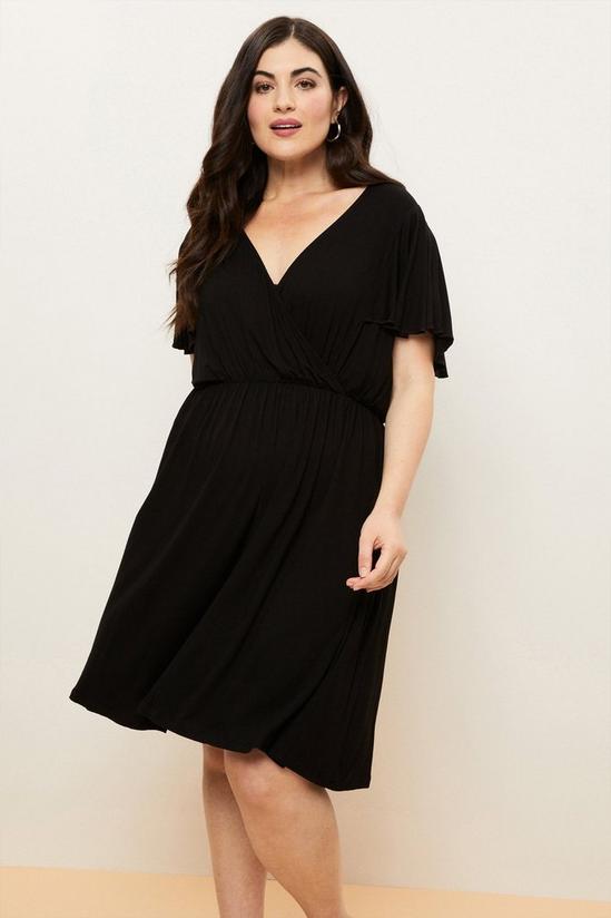 Wallis Curve Black Flutter Sleeve Jersey Dress 2