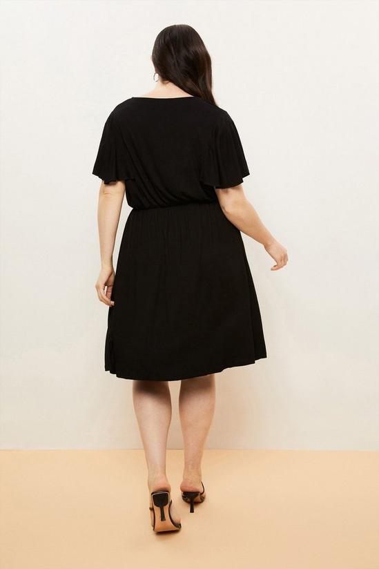 Wallis Curve Black Flutter Sleeve Jersey Dress 3