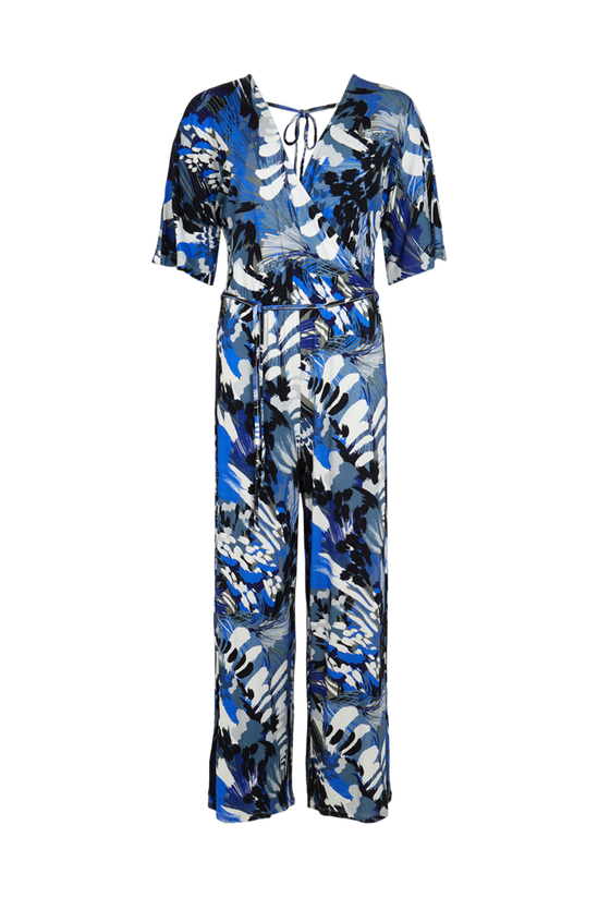 Wallis Blue Feather Jersey Wrap Jumpsuit 5