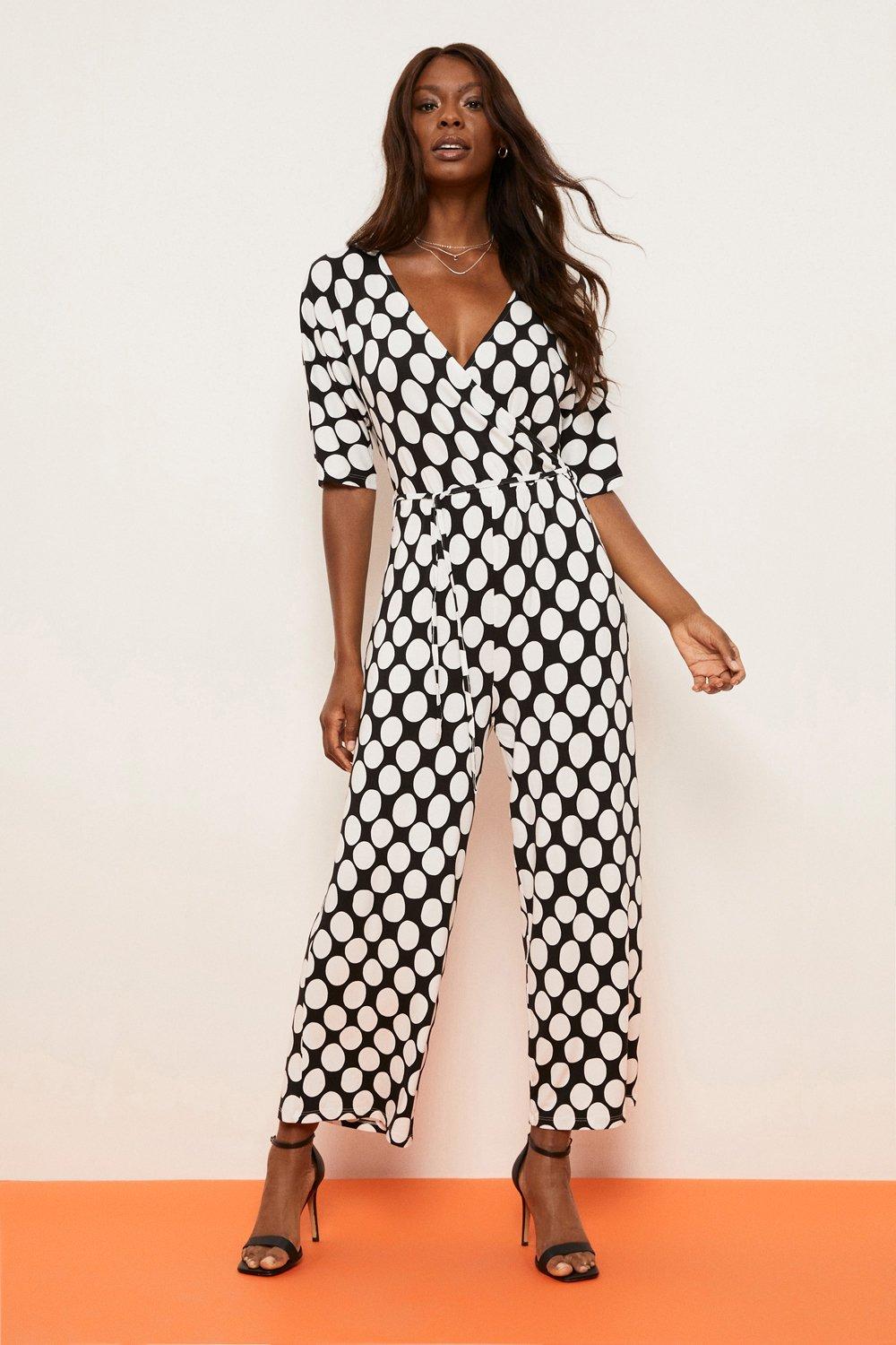 Wallis black best sale polka dot jumpsuit