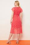 Wallis Petite Pink Spot Fluted Sleeve Wrap Dress thumbnail 3