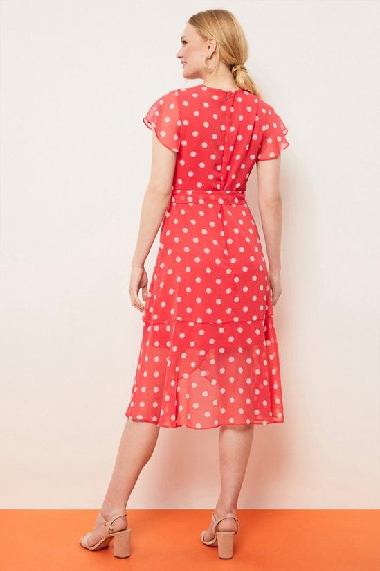 Wallis Petite Pink Spot Fluted Sleeve Wrap Dress 3