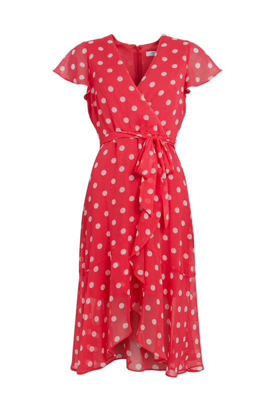 Wallis Petite Pink Spot Fluted Sleeve Wrap Dress 5
