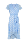 Wallis Blue Spot Printed Fluted Sleeve Wrap Dress thumbnail 5