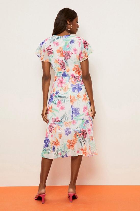 Wallis Tropical Printed Fluted Sleeve Wrap Dress 3