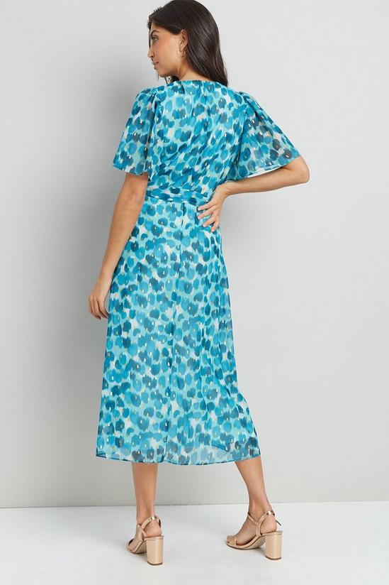 Wallis Turquoise Watercolour Foil Ruffle Front Dress 3