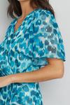 Wallis Turquoise Watercolour Foil Ruffle Front Dress thumbnail 6
