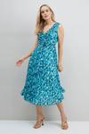 Wallis Turquoise Watercolour Foil Pleated Dress thumbnail 1