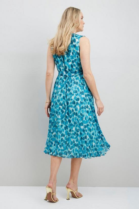 Wallis Turquoise Watercolour Foil Pleated Dress 3