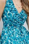Wallis Turquoise Watercolour Foil Pleated Dress thumbnail 4