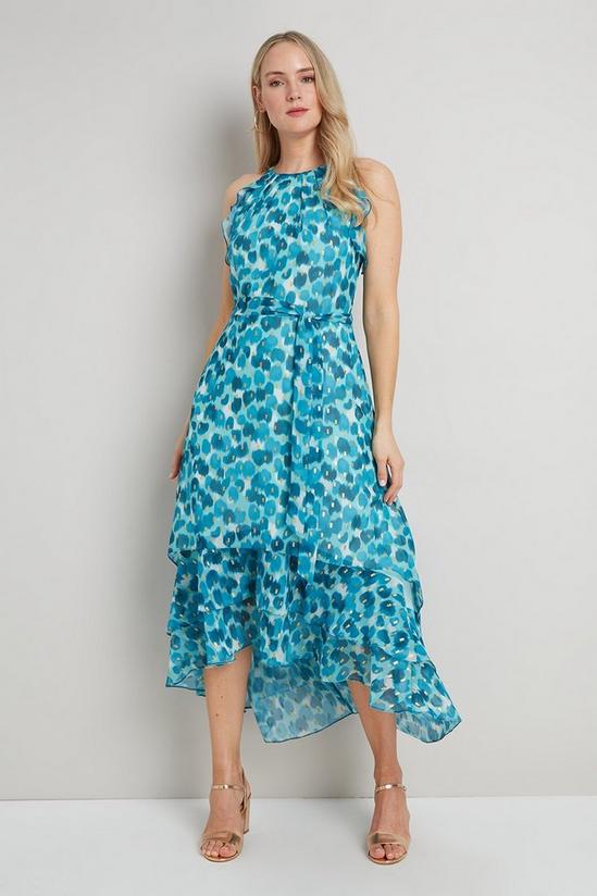 Wallis Turquoise Watercolour Cold Shoulder Dress 1