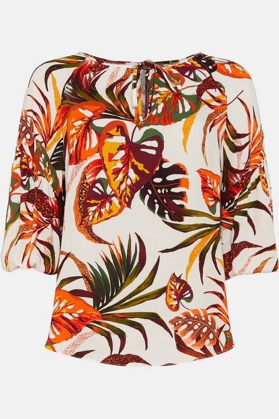 Wallis Petite Tropical Leaf Print  Sleeve Tie Blouse 5