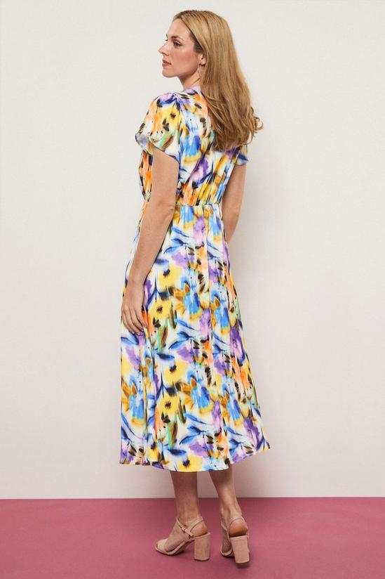 Wallis Yellow Blurred Floral Flutter Sleeve Dress 3
