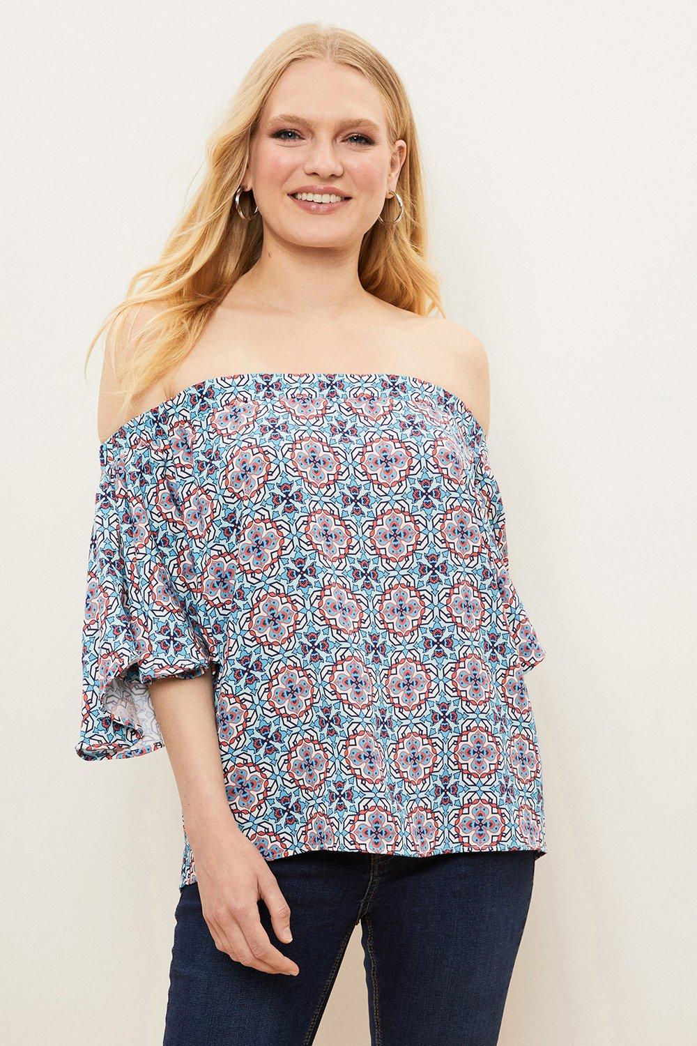 Blue bardot online top