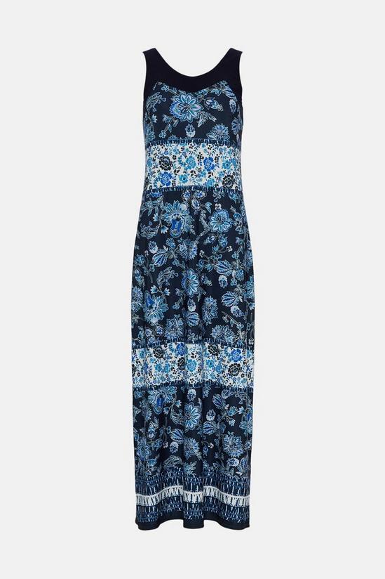 Wallis Blue Floral Patchwork Border Print Maxi Dress 5