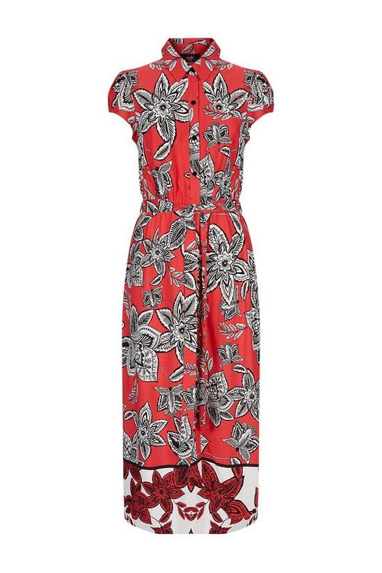 Wallis Red Floral Border Print Shirt Dress 5
