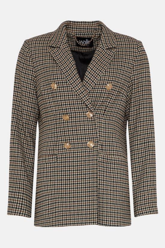 Wallis Neutral Check Double Breasted Military Blazer 5