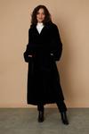 Wallis Tall Black Faux Fur Wrap Belted Midi Coat thumbnail 1