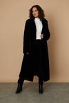 Wallis Tall Black Faux Fur Wrap Belted Midi Coat thumbnail 2