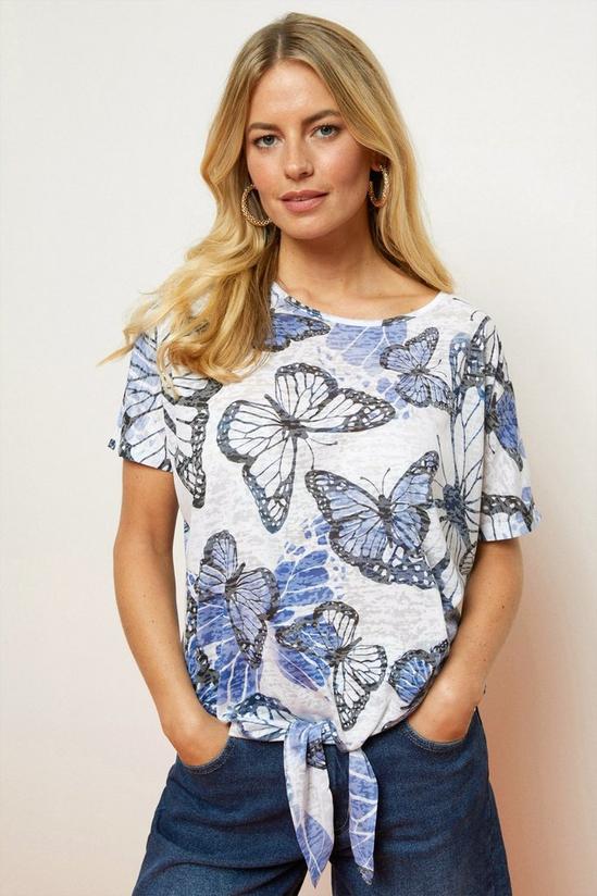 Wallis Tall Butterfly Tie Front T Shirt 1