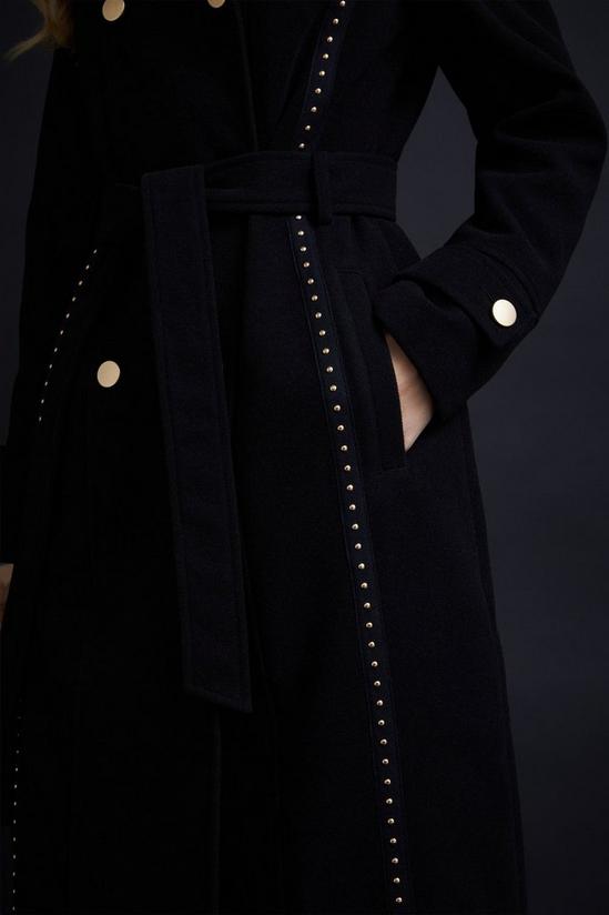Wallis Black Stud Detail Double Breasted Coat 6
