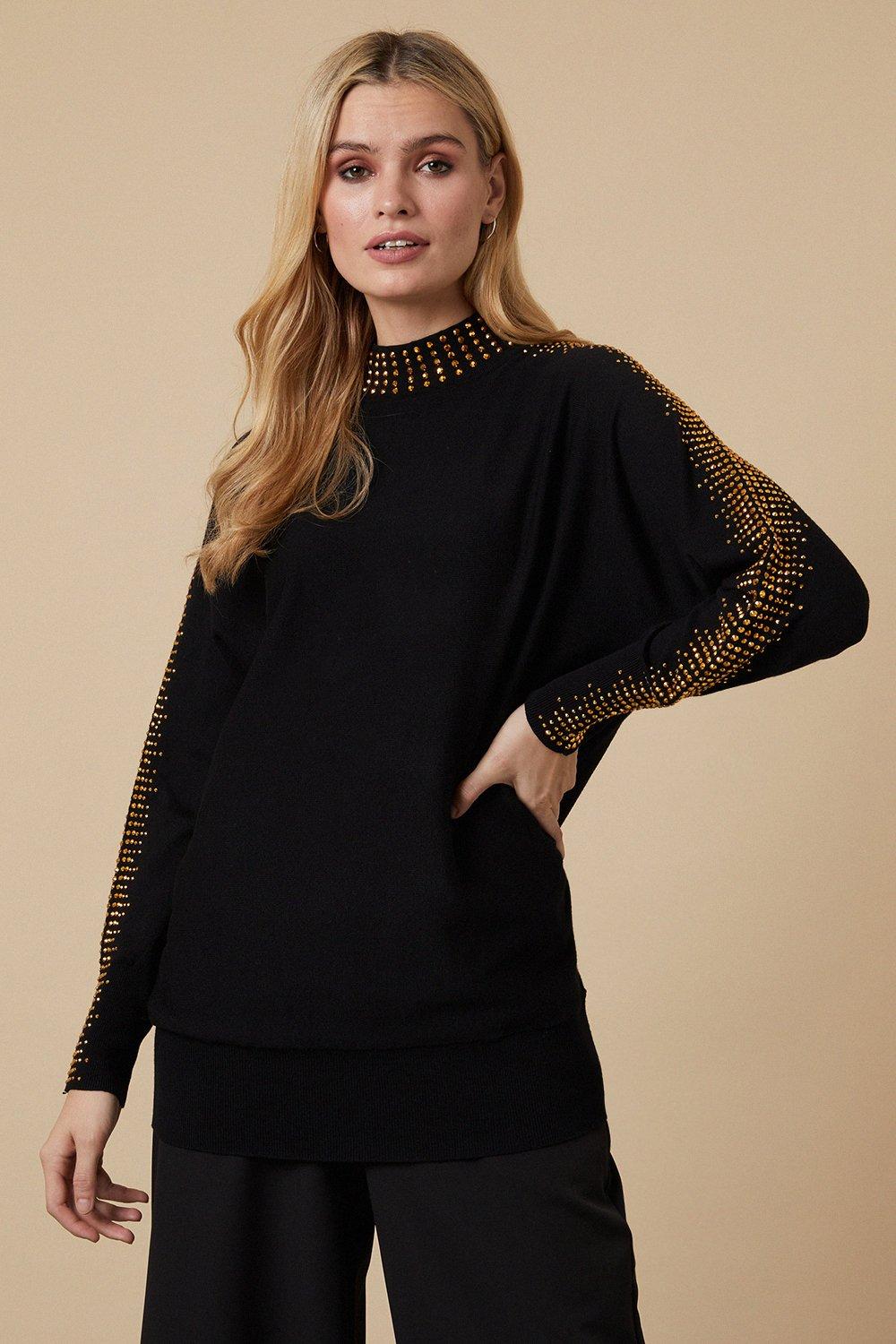 Wallis black deals studded jumper