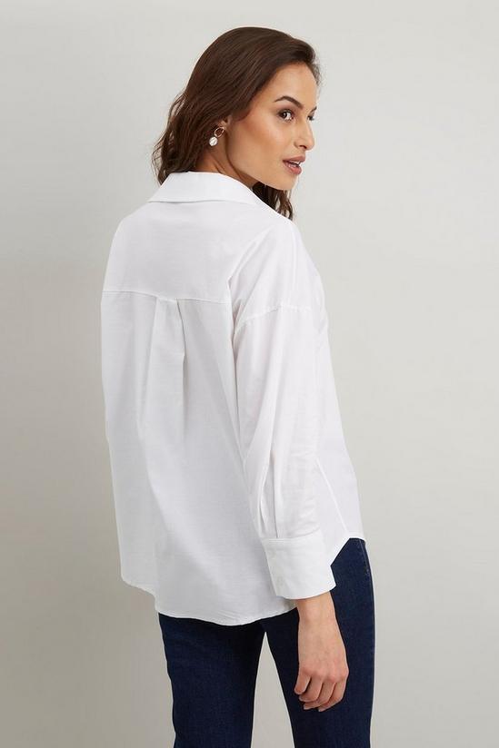 Wallis White Cotton Poplin V Neck Relaxed Shirt 3