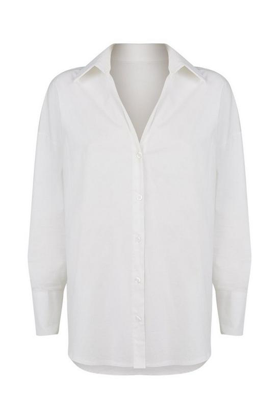 Wallis White Cotton Poplin V Neck Relaxed Shirt 5