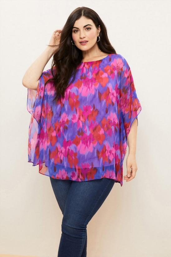 Wallis Curve Blurred Floral Chiffon Overlay Blouse 1