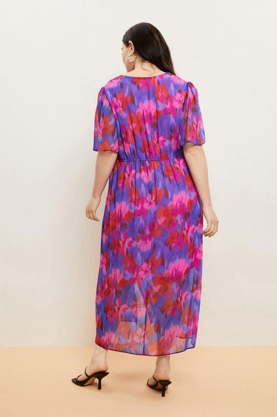 Wallis Curve Pink Blurred Floral Chiffon Tea Dress 3
