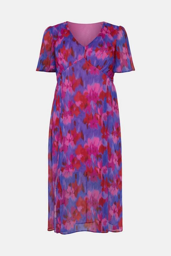 Wallis Curve Pink Blurred Floral Chiffon Tea Dress 5