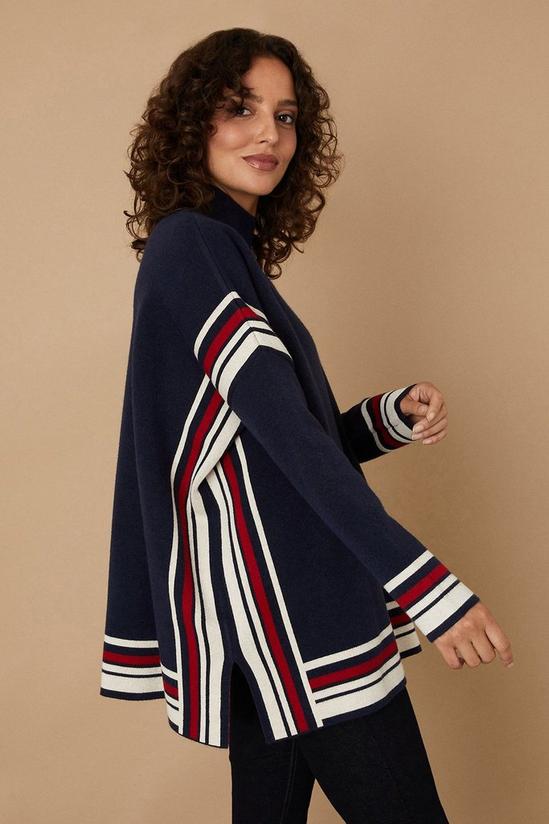 Wallis Navy Tipped Striped Oversized Jumper 1