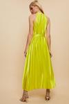 Wallis Chartreuse High Shine Satin Pleated Midi Dress thumbnail 3