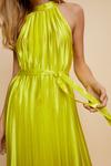 Wallis Chartreuse High Shine Satin Pleated Midi Dress thumbnail 4