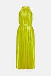 Wallis Chartreuse High Shine Satin Pleated Midi Dress thumbnail 5