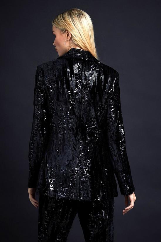 Wallis Black Velvet Sequin Blazer Jacket 3