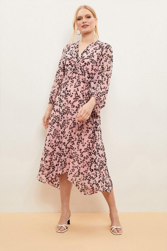 Wallis Petite Blush Floral Twist Front Dress 1