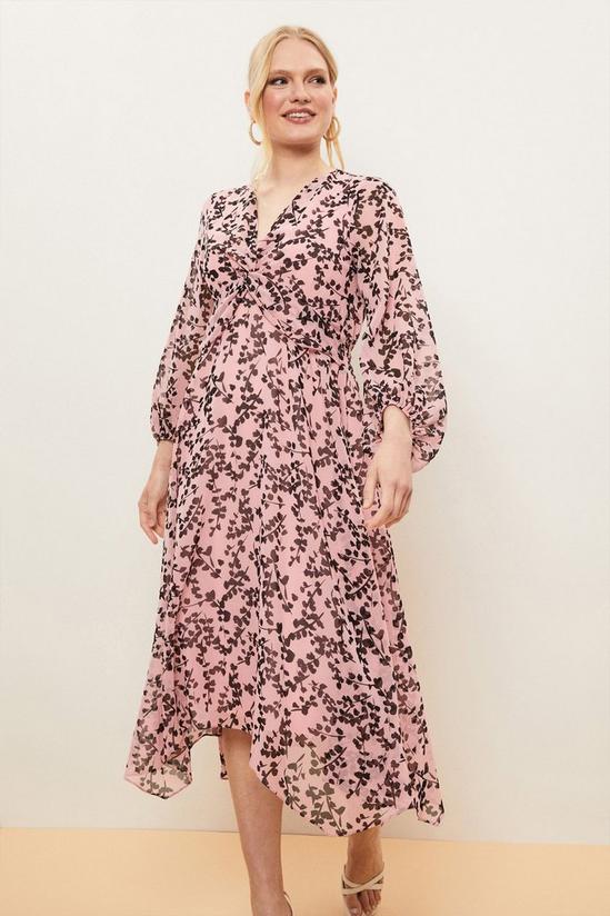 Wallis Petite Blush Floral Twist Front Dress 2