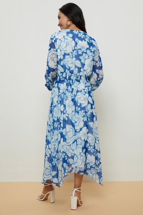 Wallis Petite Blue Floral Twist Front Dress 3
