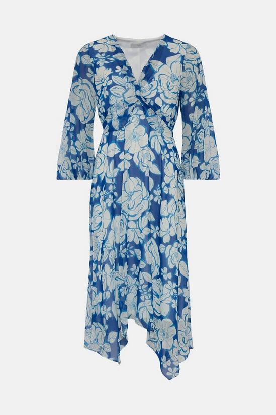 Wallis Petite Blue Floral Twist Front Dress 5