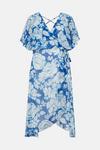 Wallis Petite Blue Floral Angel Sleeve Dress thumbnail 5