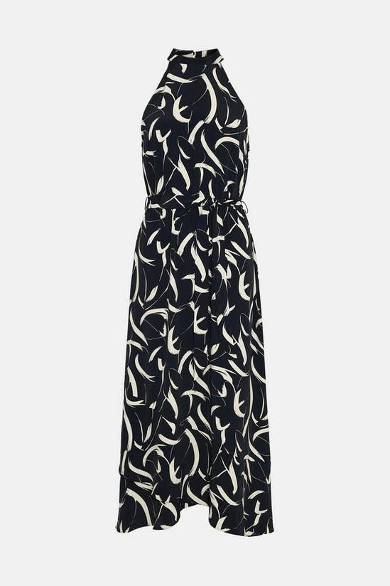 Wallis Mono Abstract High Neck Ruffle Midi Dress 5